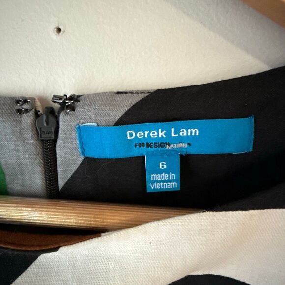 Derek Lam linen cotton blend dress women’s size 6 geometric abstract sheath knee - Picture 4 of 9